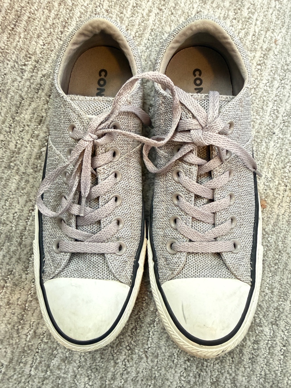 Converse All Star Women's Low-Top Gray Taupe Knit Sneakers Size 8